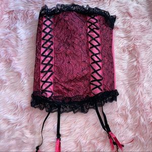 Size large vintage bustier pink & black corset